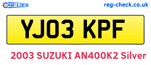 YJ03KPF are the vehicle registration plates.