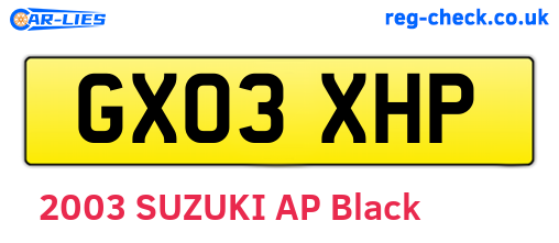 GX03XHP are the vehicle registration plates.