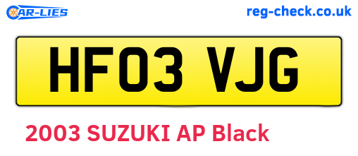 HF03VJG are the vehicle registration plates.