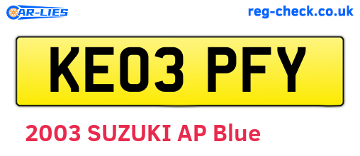KE03PFY are the vehicle registration plates.