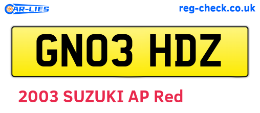 GN03HDZ are the vehicle registration plates.
