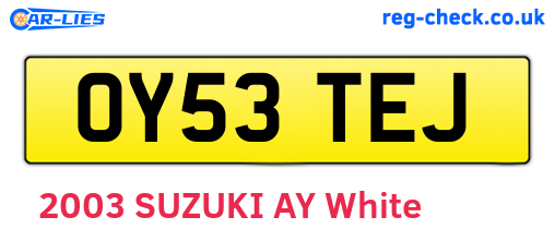 OY53TEJ are the vehicle registration plates.