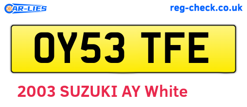 OY53TFE are the vehicle registration plates.