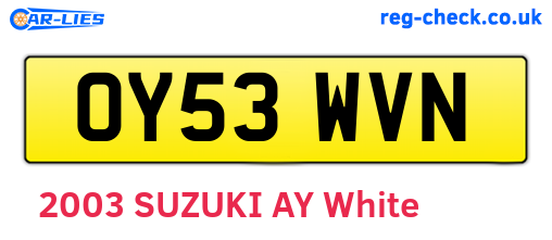 OY53WVN are the vehicle registration plates.