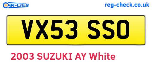 VX53SSO are the vehicle registration plates.