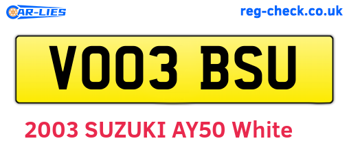 VO03BSU are the vehicle registration plates.