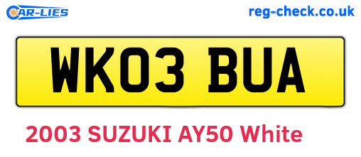 WK03BUA are the vehicle registration plates.