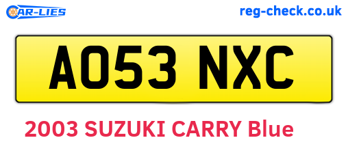 AO53NXC are the vehicle registration plates.