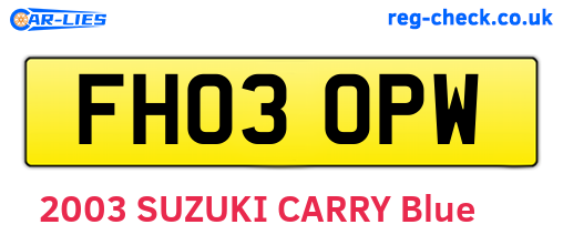 FH03OPW are the vehicle registration plates.