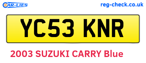 YC53KNR are the vehicle registration plates.