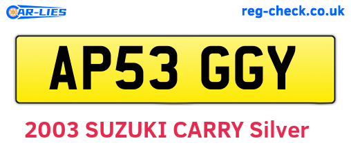 AP53GGY are the vehicle registration plates.