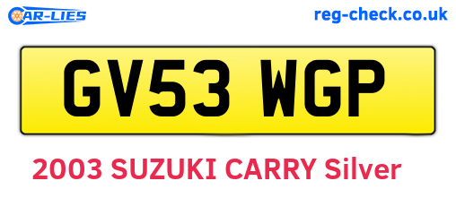 GV53WGP are the vehicle registration plates.