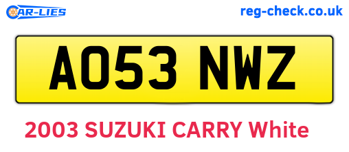 AO53NWZ are the vehicle registration plates.