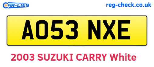 AO53NXE are the vehicle registration plates.