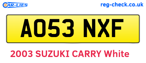AO53NXF are the vehicle registration plates.