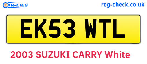 EK53WTL are the vehicle registration plates.