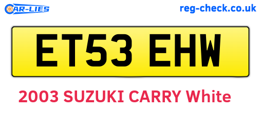 ET53EHW are the vehicle registration plates.