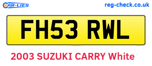 FH53RWL are the vehicle registration plates.