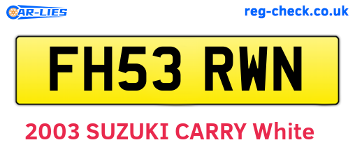 FH53RWN are the vehicle registration plates.
