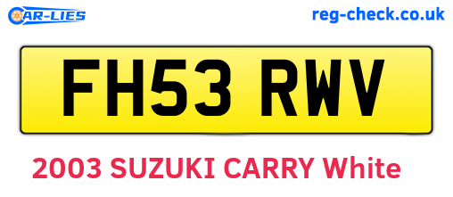 FH53RWV are the vehicle registration plates.