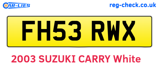 FH53RWX are the vehicle registration plates.