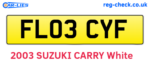 FL03CYF are the vehicle registration plates.