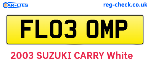 FL03OMP are the vehicle registration plates.