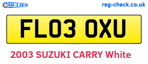 FL03OXU are the vehicle registration plates.