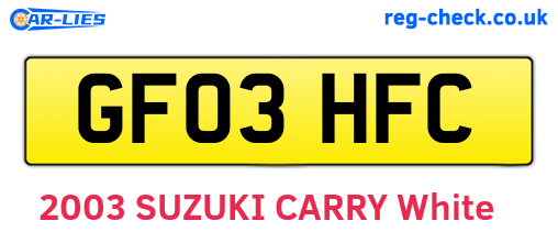 GF03HFC are the vehicle registration plates.