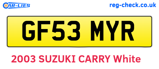 GF53MYR are the vehicle registration plates.