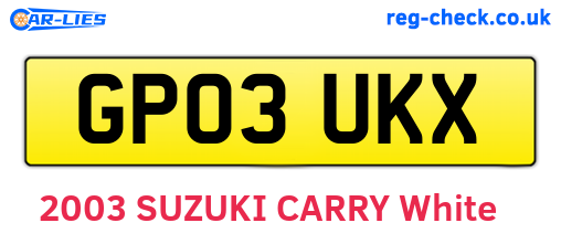 GP03UKX are the vehicle registration plates.