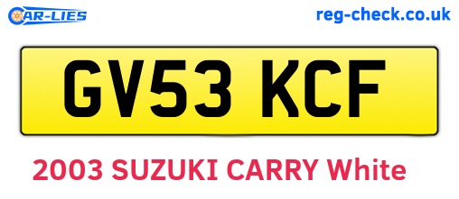 GV53KCF are the vehicle registration plates.