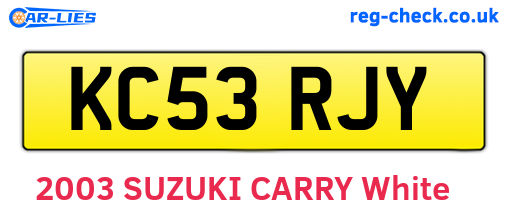 KC53RJY are the vehicle registration plates.