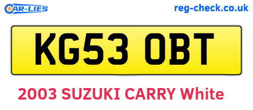 KG53OBT are the vehicle registration plates.