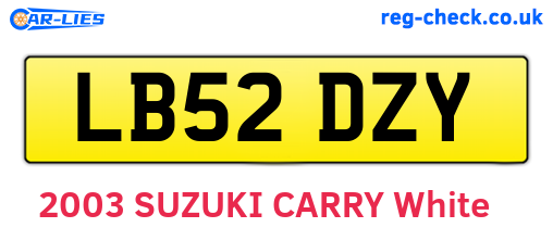 LB52DZY are the vehicle registration plates.