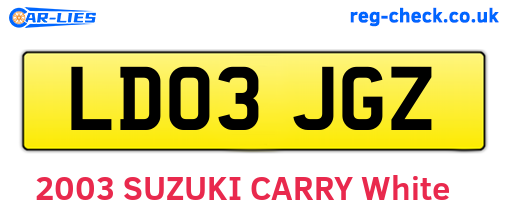 LD03JGZ are the vehicle registration plates.