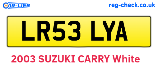 LR53LYA are the vehicle registration plates.