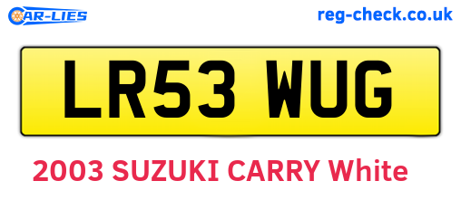 LR53WUG are the vehicle registration plates.