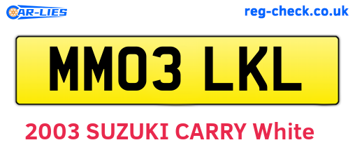 MM03LKL are the vehicle registration plates.