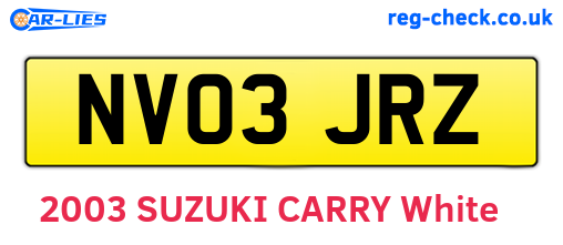 NV03JRZ are the vehicle registration plates.