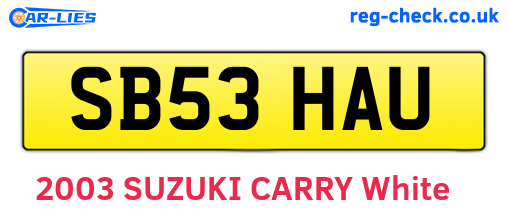 SB53HAU are the vehicle registration plates.