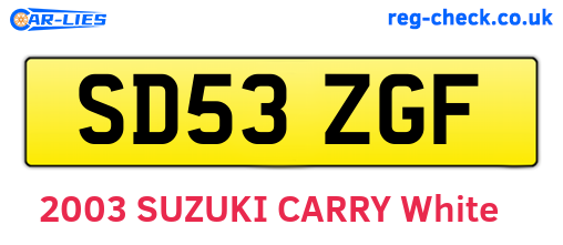 SD53ZGF are the vehicle registration plates.