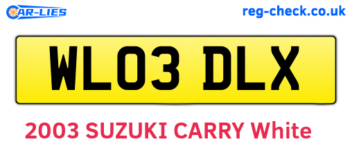 WL03DLX are the vehicle registration plates.