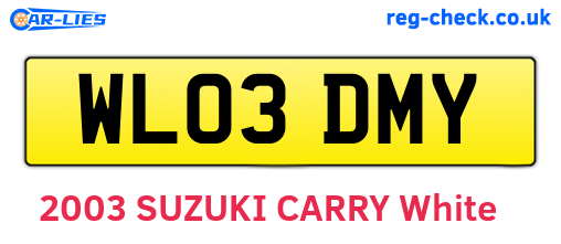 WL03DMY are the vehicle registration plates.