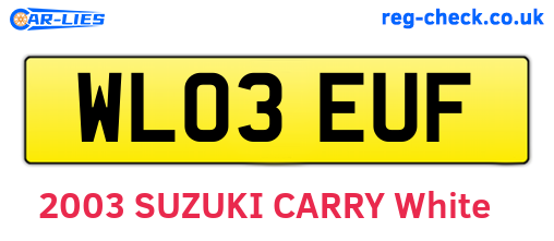 WL03EUF are the vehicle registration plates.
