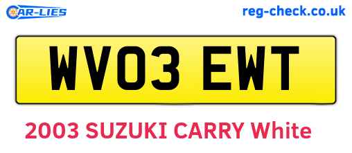 WV03EWT are the vehicle registration plates.