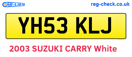 YH53KLJ are the vehicle registration plates.