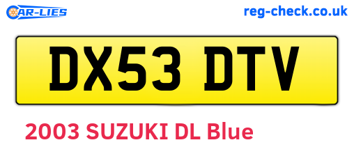 DX53DTV are the vehicle registration plates.