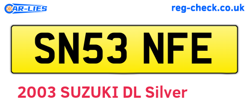 SN53NFE are the vehicle registration plates.