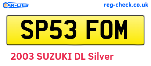 SP53FOM are the vehicle registration plates.
